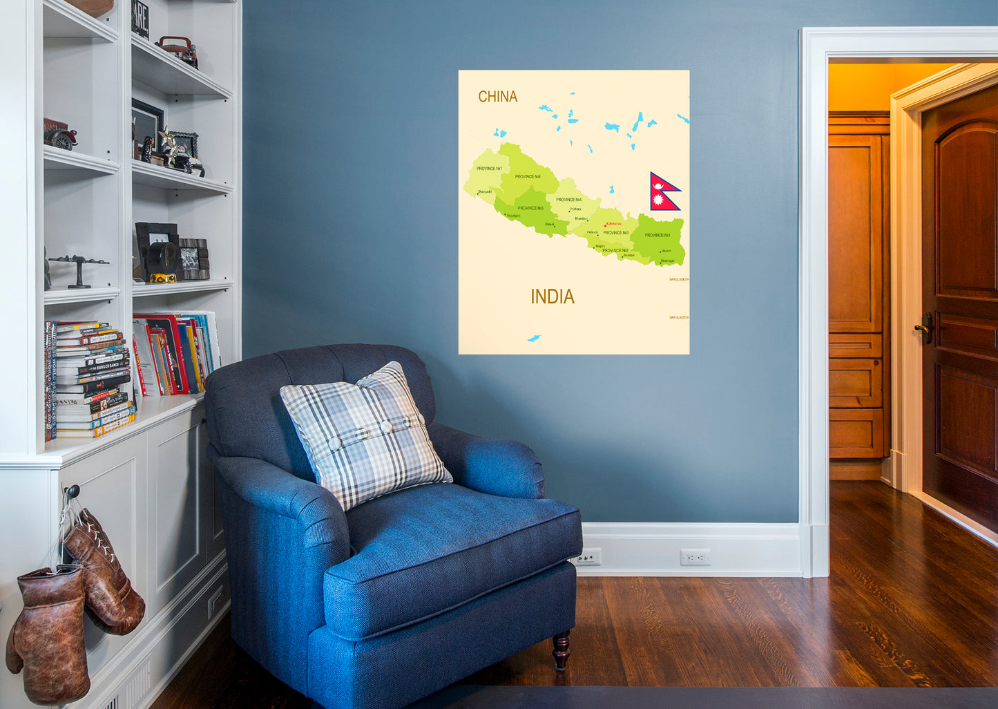 Maps of Asia: Nepal Mural        -   Removable Wall   Adhesive Decal