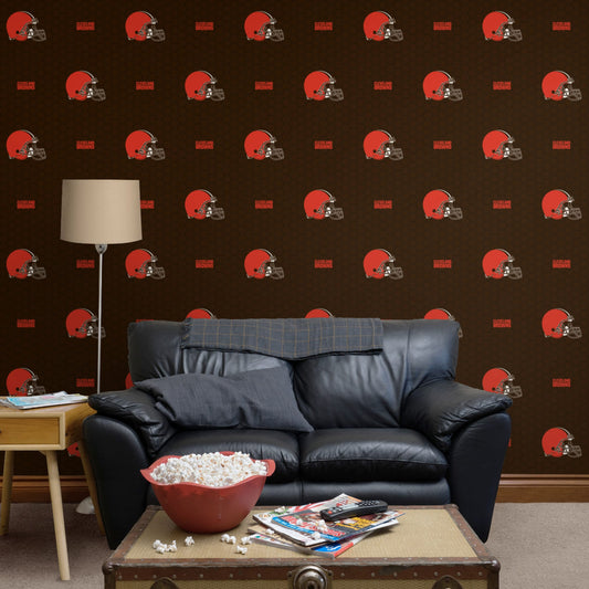 Cleveland Browns (Brown): Logo Pattern - Officially Licensed NFL Peel & Stick Wallpaper