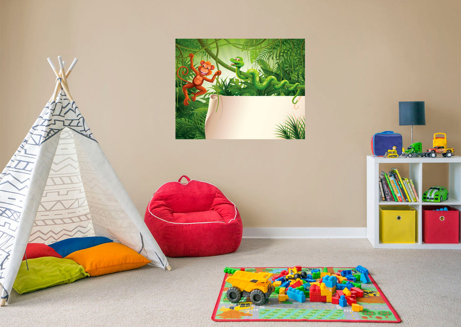 Jungle:  Monkey and Snake Dry Erase        -   Removable Wall   Adhesive Decal