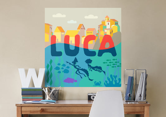 Luca: Luca Split Mural        - Officially Licensed Disney Removable Wall   Adhesive Decal