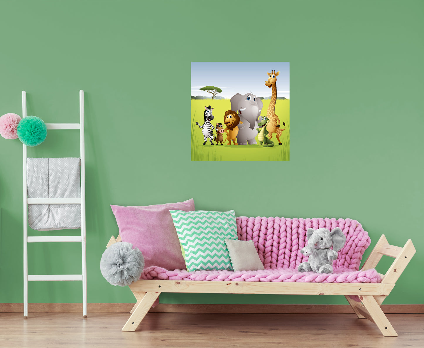 Jungle:  Six Friends Mural        -   Removable Wall   Adhesive Decal