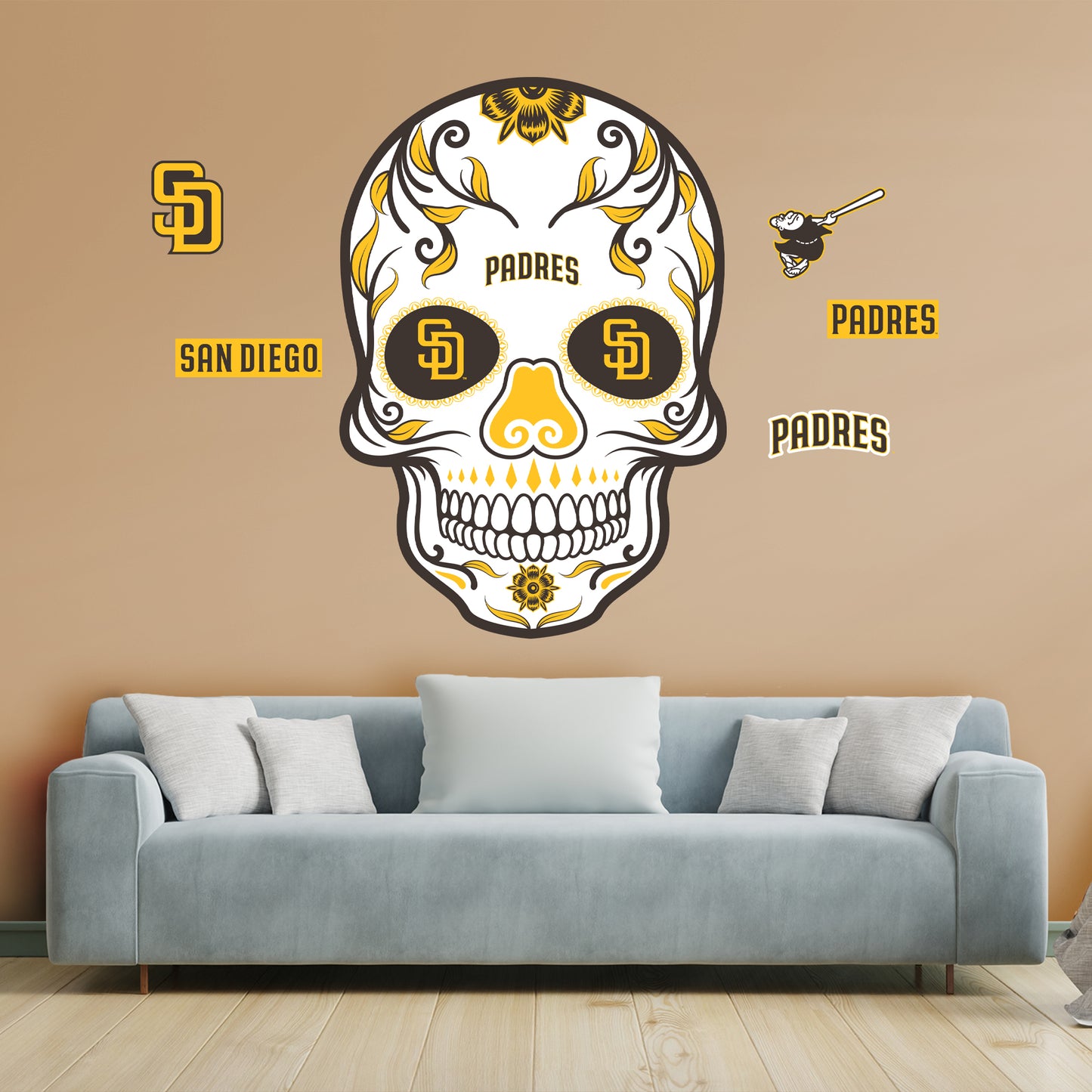 San Diego Padres:  2022 Skull        - Officially Licensed MLB Removable     Adhesive Decal