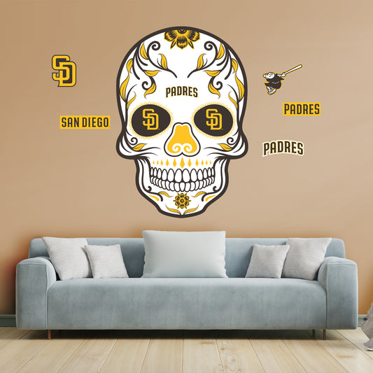 San Diego Padres:   Skull        - Officially Licensed MLB Removable     Adhesive Decal