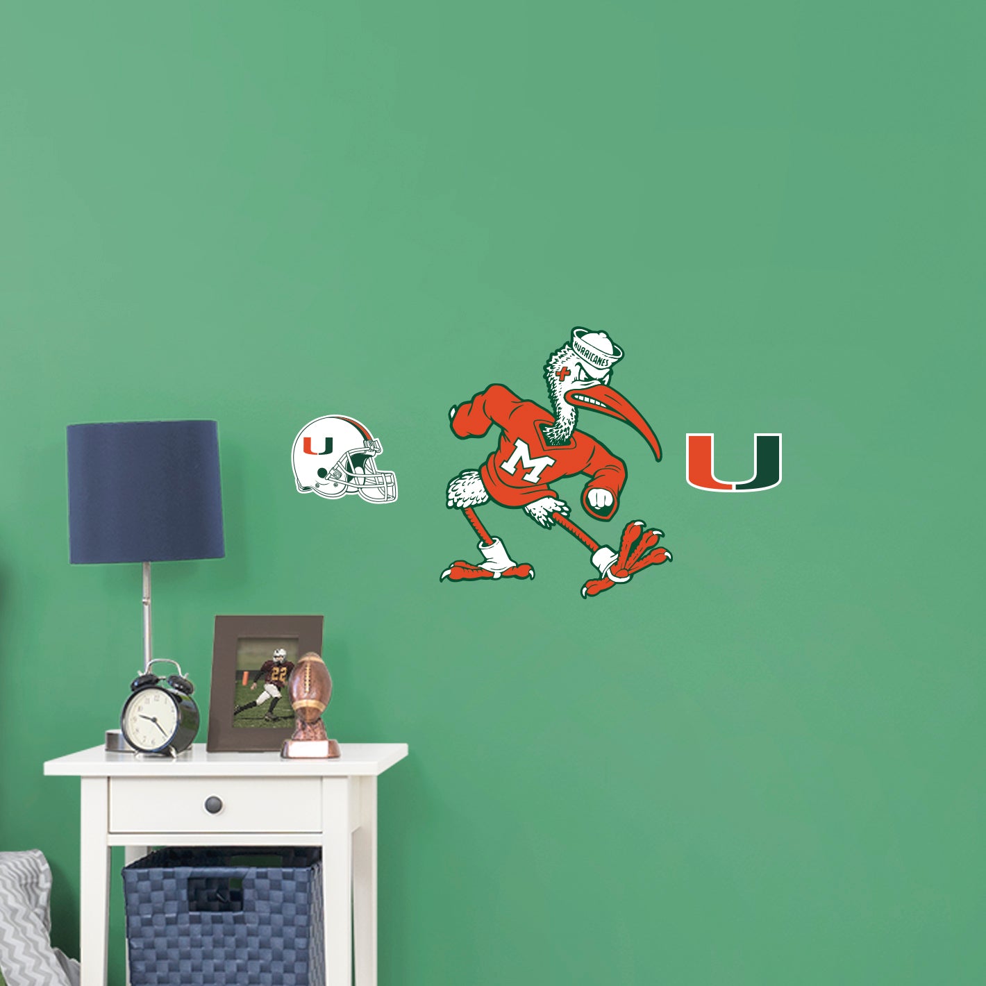 Miami Hurricanes: Sebastian the Ibis  Illustrated Mascot        - Officially Licensed NCAA Removable     Adhesive Decal