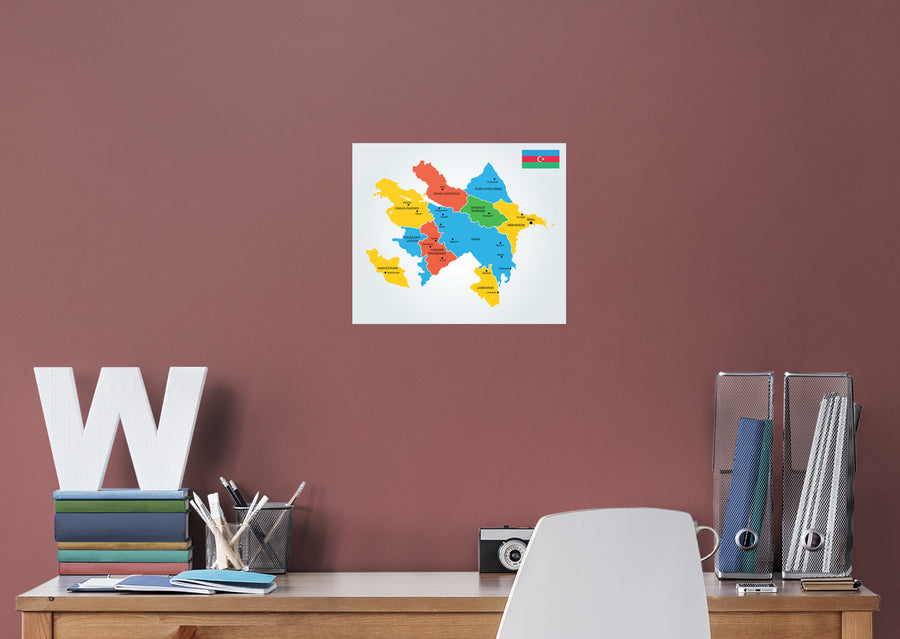 Maps of Europe: Azerbaijan Mural        -   Removable Wall   Adhesive Decal