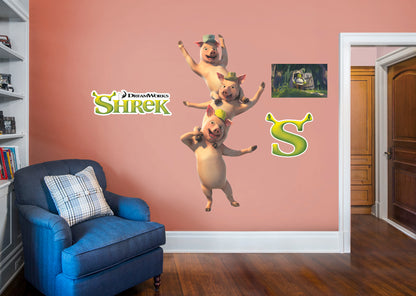Shrek: Three Pigs RealBig        - Officially Licensed NBC Universal Removable     Adhesive Decal