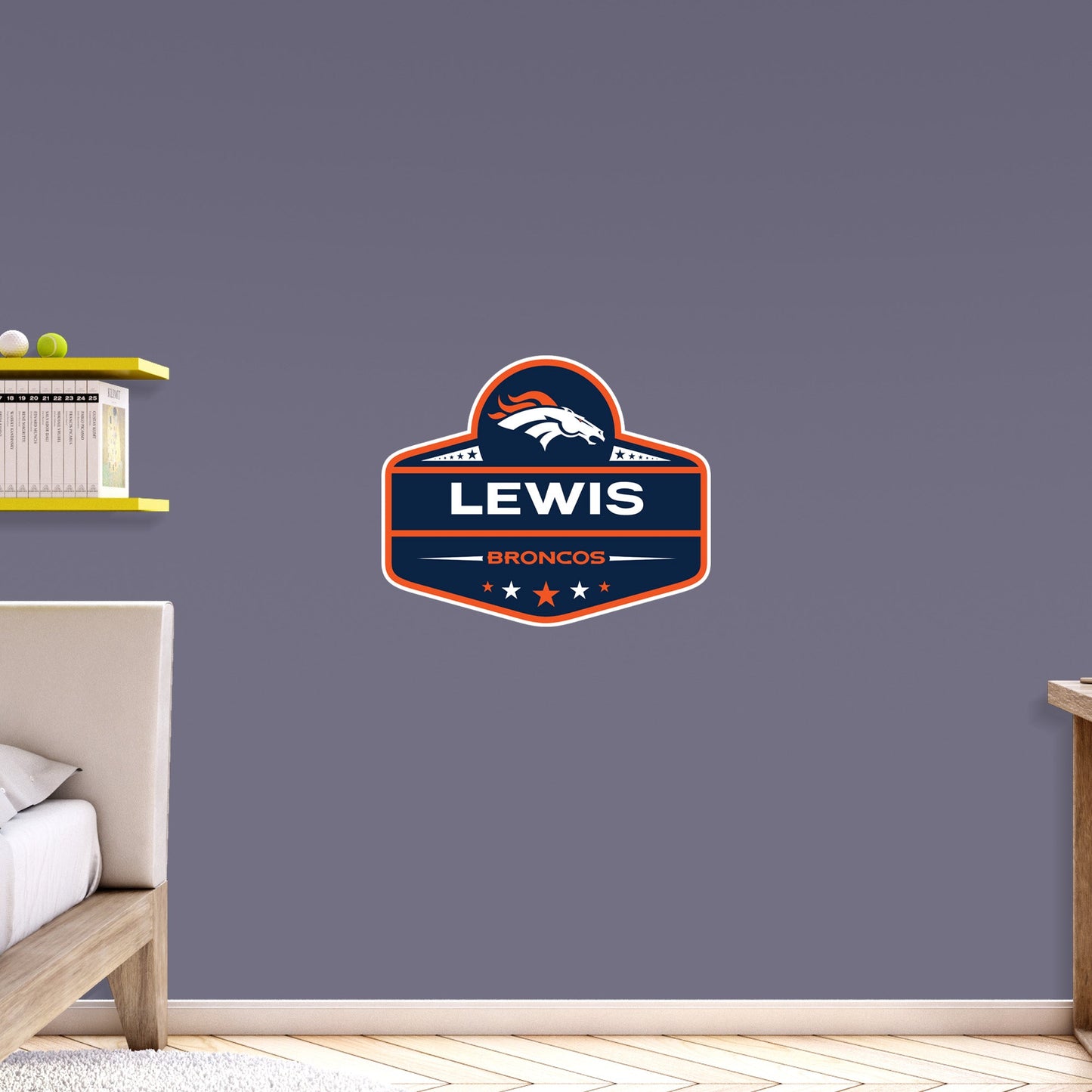 Denver Broncos:   Badge Personalized Name        - Officially Licensed NFL Removable     Adhesive Decal