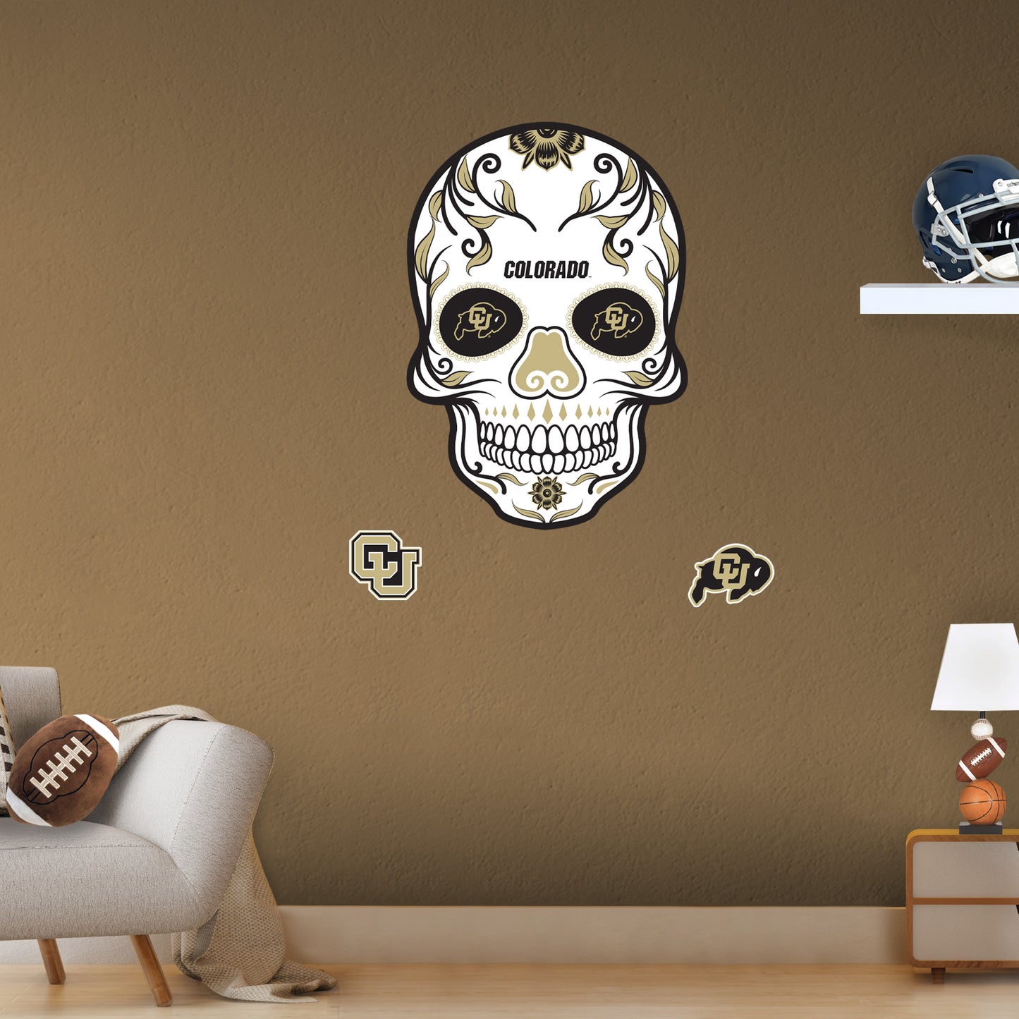 Colorado Buffaloes:   Skull        - Officially Licensed NCAA Removable     Adhesive Decal