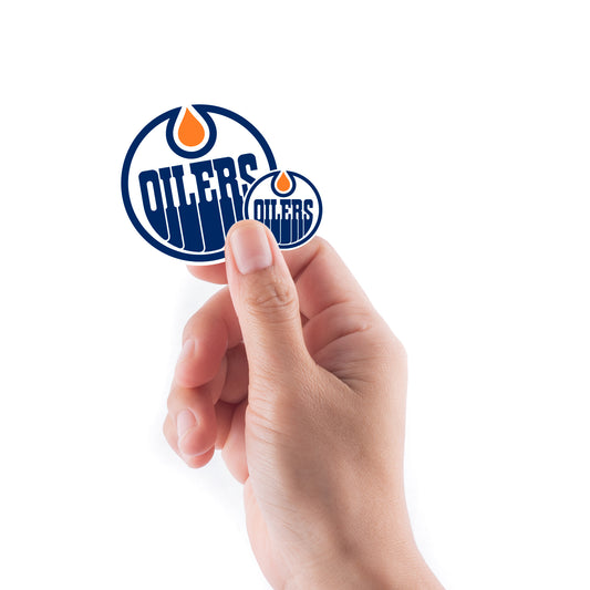 Sheet of 5 -Edmonton Oilers:  2021 Logo Minis        - Officially Licensed NHL Removable    Adhesive Decal