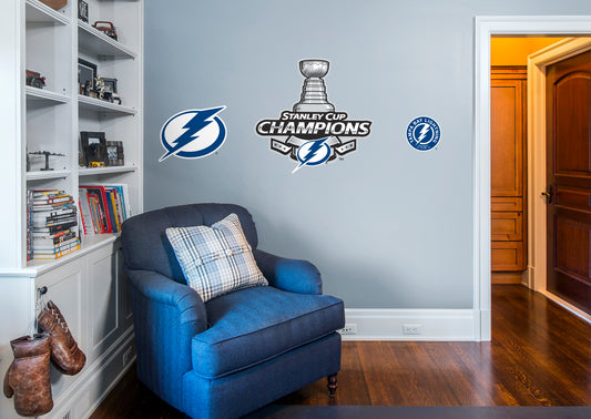 Tampa Bay Lightning 2021 Stanley Cup Champions Logo        - Officially Licensed NHL Removable Wall   Adhesive Decal