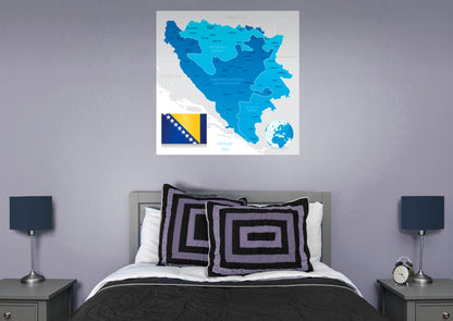 Maps of Europe: Bosnia and Herzegovina Mural        -   Removable Wall   Adhesive Decal