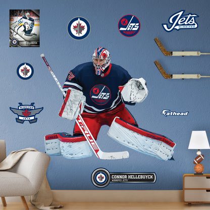 Winnipeg Jets: Connor Hellebuyck         - Officially Licensed NHL Removable     Adhesive Decal