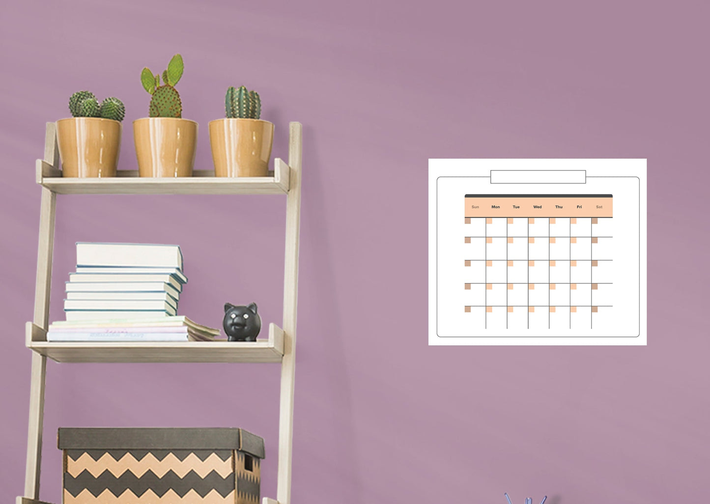 Calendars: Touch of Pink Modern One Month Calendar Dry Erase - Removable Adhesive Decal