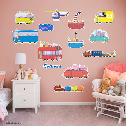 Peppa Pig:  Vehicle Collection        - Officially Licensed Hasbro Removable     Adhesive Decal