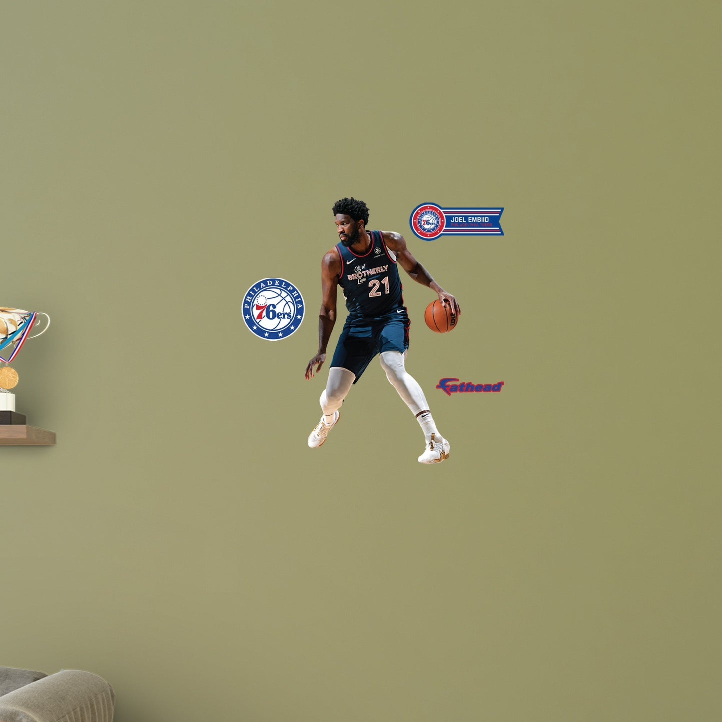 Philadelphia 76ers: Joel Embiid City Jersey        - Officially Licensed NBA Removable     Adhesive Decal