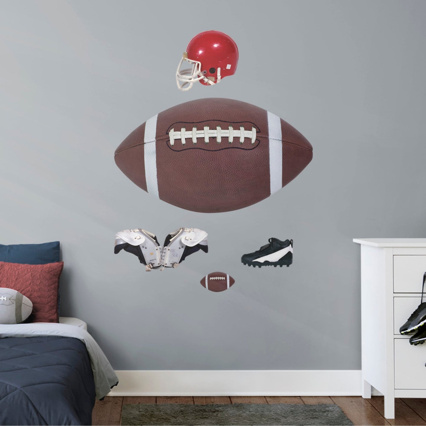 Sports: Football Assorted Graphics        -   Removable     Adhesive Decal