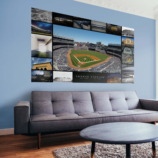 New York Yankees: Yankee Stadium Then And Now Mural        - Officially Licensed MLB Removable Wall   Adhesive Decal