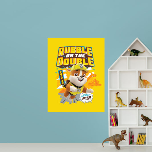 Paw Patrol: Rubble On the Double Poster        - Officially Licensed Nickelodeon Removable     Adhesive Decal
