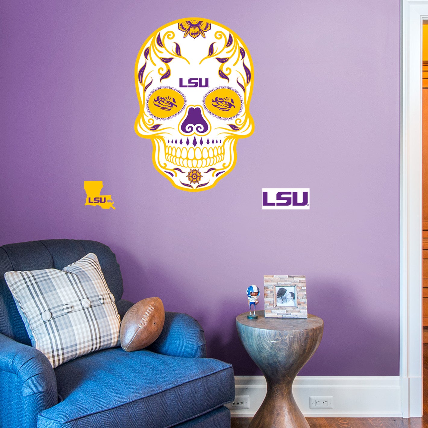 LSU Tigers:   Skull        - Officially Licensed NCAA Removable     Adhesive Decal
