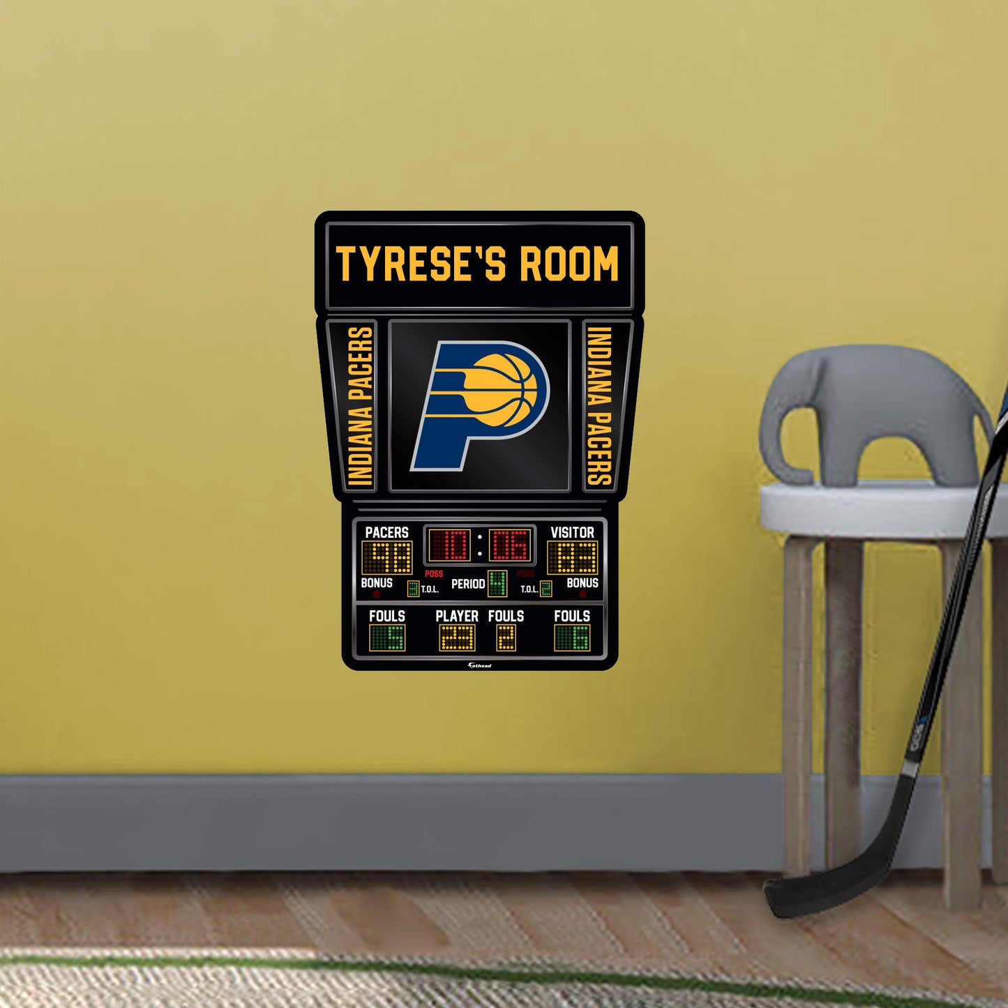 Indiana Pacers:   Scoreboard Personalized Name        - Officially Licensed NBA Removable     Adhesive Decal