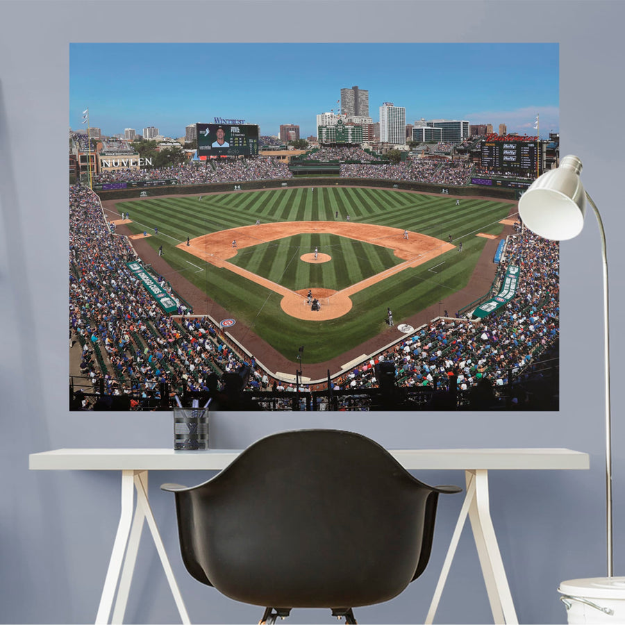 Behind Home Plate Mural - Peel & Stick Poster - Official MLB - Chicago Cubs - Reusable Vinyl Wall Decal