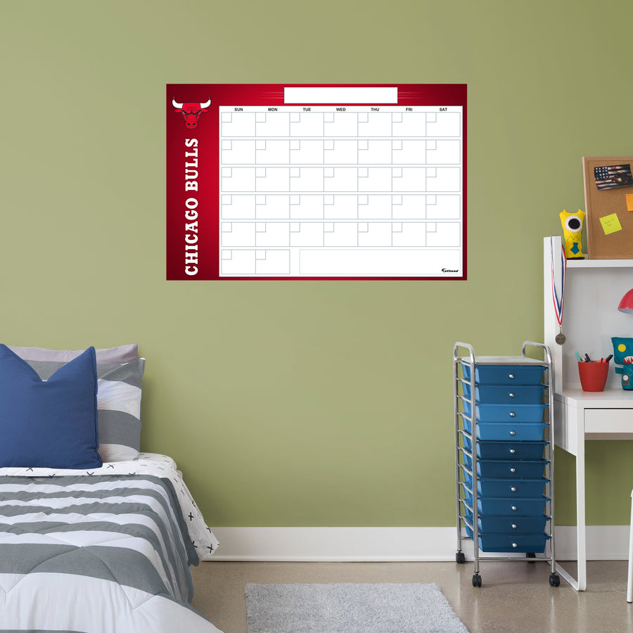 Chicago Bulls - Dry Erase Calendar - Official NBA - Reusable Vinyl Wall Decal