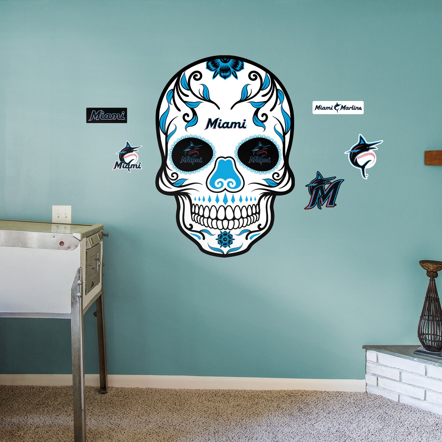 Miami Marlins:  2022 Skull        - Officially Licensed MLB Removable     Adhesive Decal