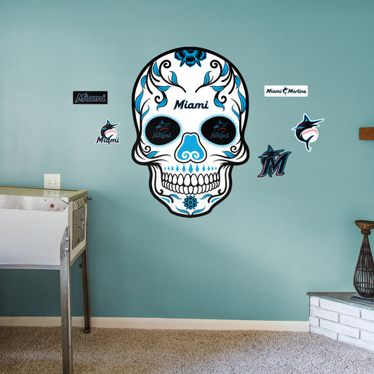 Miami Marlins:   Skull        - Officially Licensed MLB Removable     Adhesive Decal