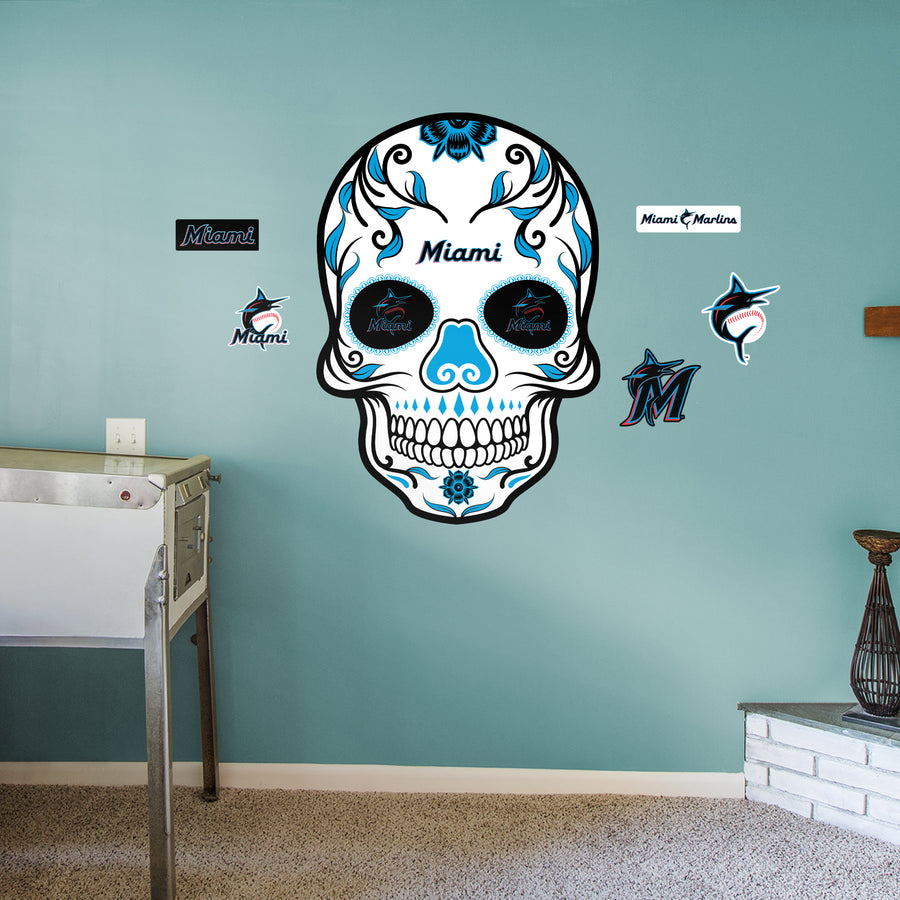 Miami Marlins - RealBig Sugar Skull Collection - Official MLB - Reusable Vinyl Wall Decals