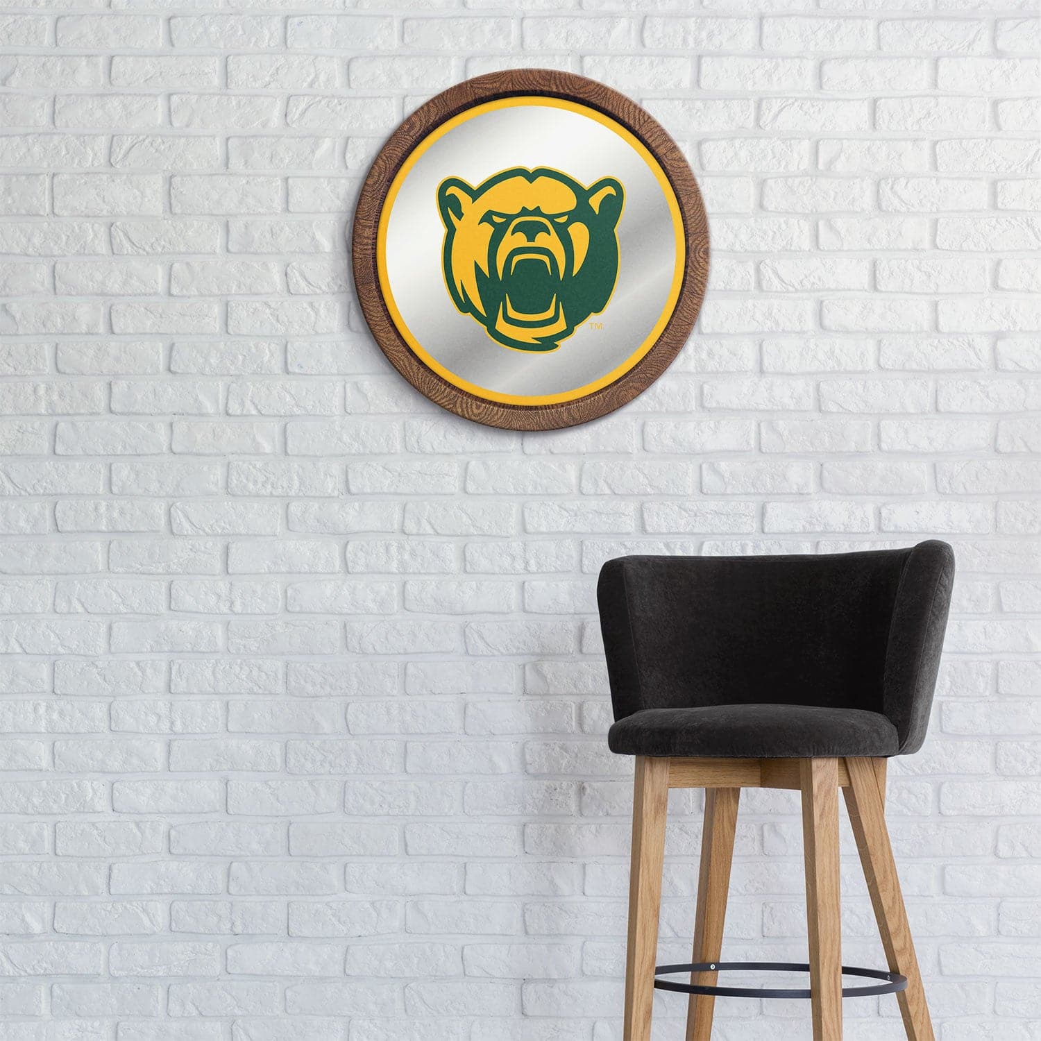 Baylor Bears: Bear - "Faux" Barrel Top Mirrored Wall Sign - The Fan-Brand
