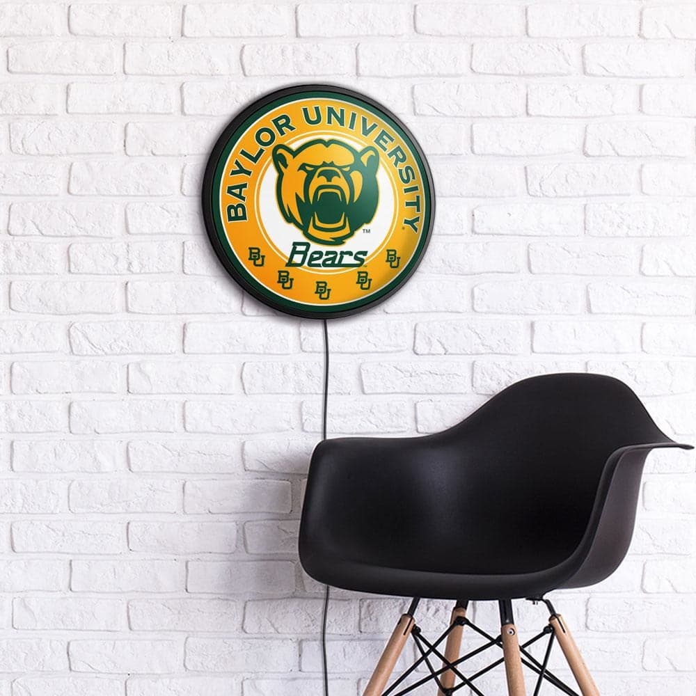 Baylor Bears: Bear Logo - Round Slimline Lighted Wall Sign - The Fan-Brand