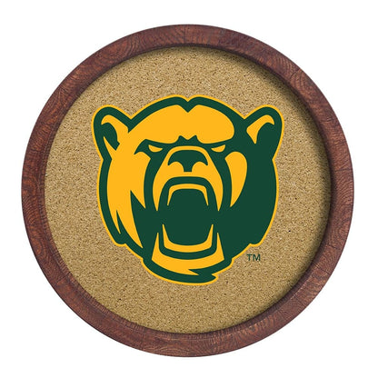 Baylor Bears: Mascot - "Faux" Barrel Framed Cork Board Color Logo