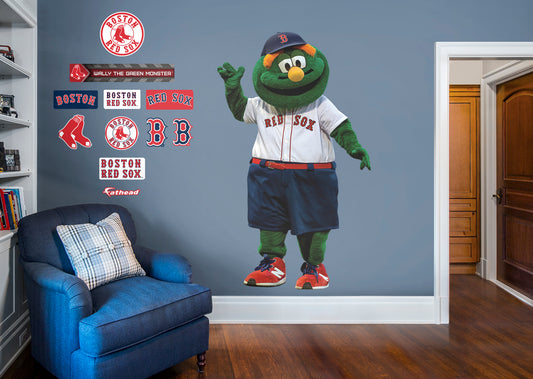 Boston Red Sox: Wally The Green Monster 2021 Mascot        - Officially Licensed MLB Removable Wall   Adhesive Decal