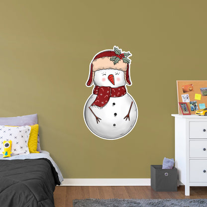 Snowman with Hat and Scarf        - Officially Licensed Big Moods Removable     Adhesive Decal
