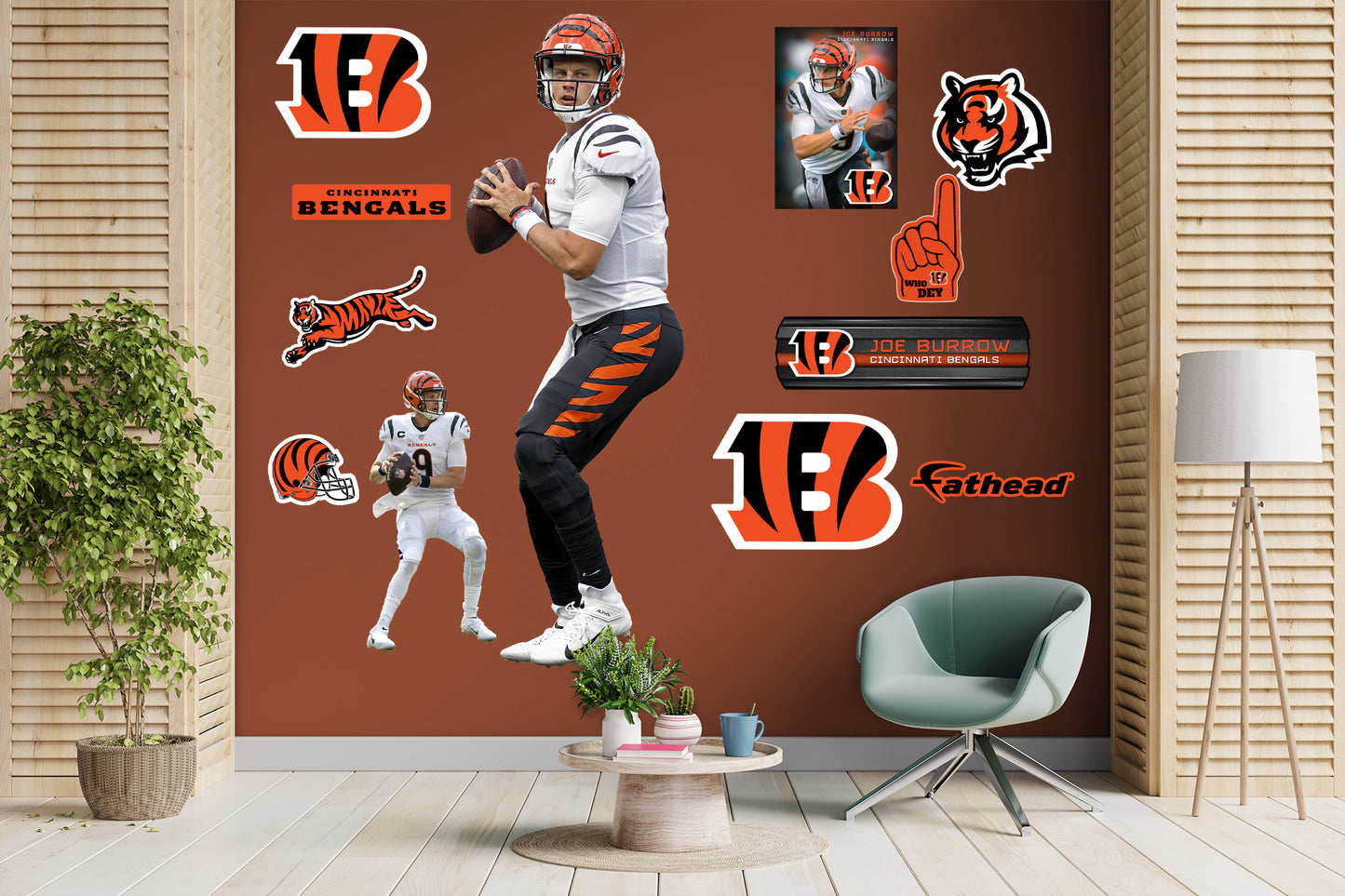 Cincinnati Bengals: Joe Burrow 2021 - NFL Removable Adhesive Wall Decal Large