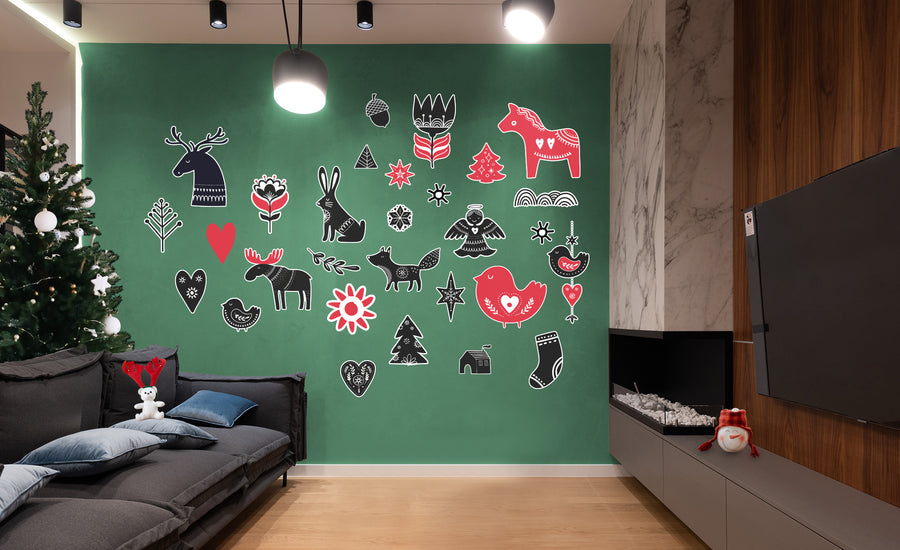 Seasons Decor: Winter Red and Black Christmas Collection - Removable Adhesive Decal