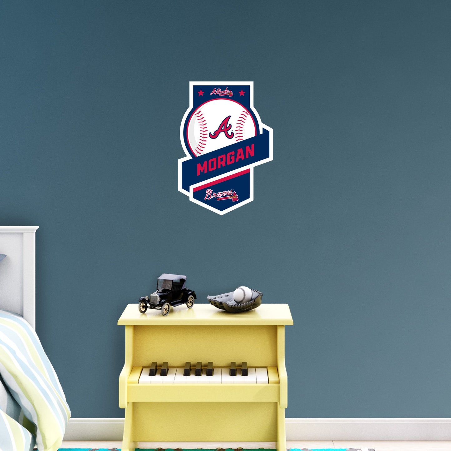 Atlanta Braves:   Banner Personalized Name        - Officially Licensed MLB Removable     Adhesive Decal