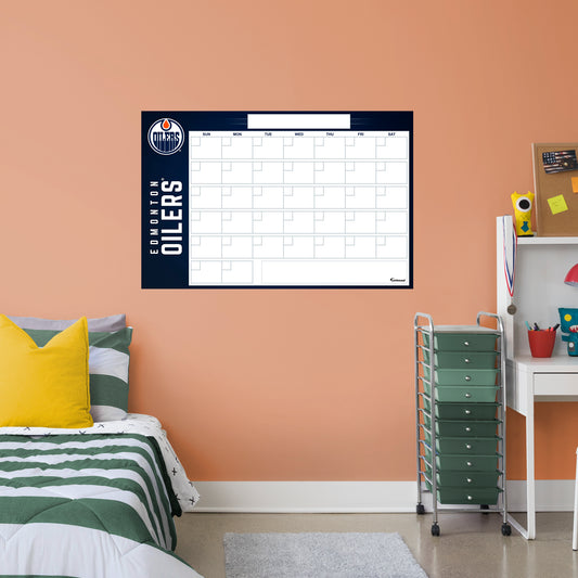 Edmonton Oilers Dry Erase Calendar  - Officially Licensed NHL Removable Wall Decal