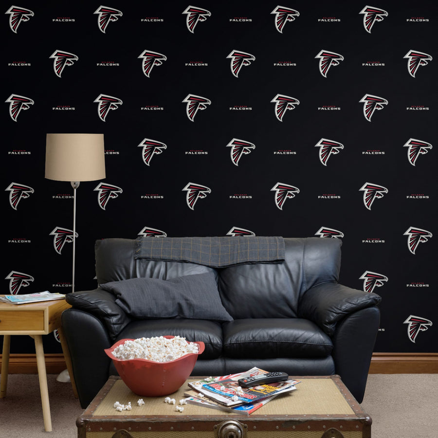 Atlanta Falcons - Line Pattern Line - Peel & Stick Wallpaper - Official NFL - Reusable Vinyl Wall Decals