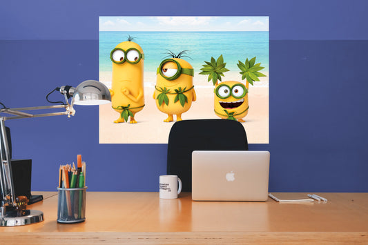 Minions:  Beach Video Conference Mural        - Officially Licensed NBC Universal Removable Wall   Adhesive Decal