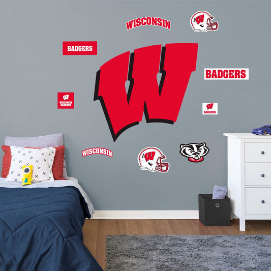 Wisconsin Badgers:   State of Wisconsin Logo        - Officially Licensed NCAA Removable     Adhesive Decal