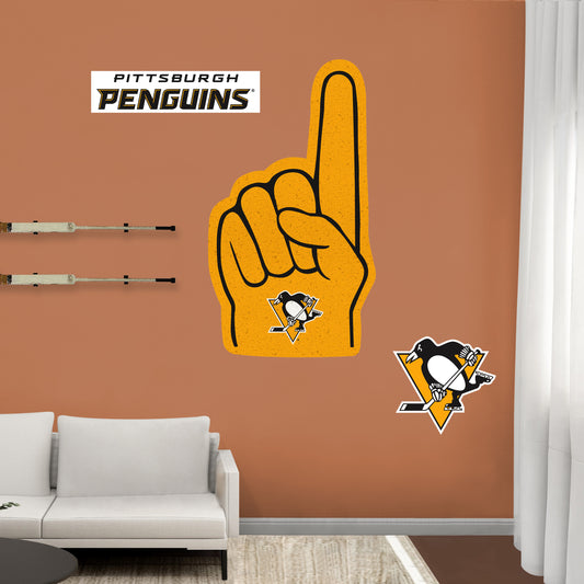 Pittsburgh Penguins:    Foam Finger        - Officially Licensed NHL Removable     Adhesive Decal