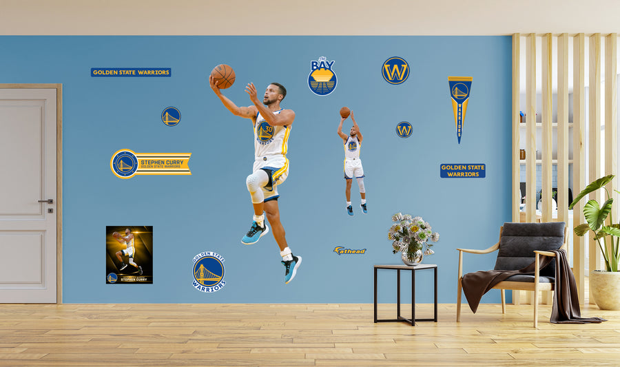 Stephen Curry - RealBig Finger Roll Collection - Official NBA - Golden State Warriors - Reusable Vinyl Wall Decals