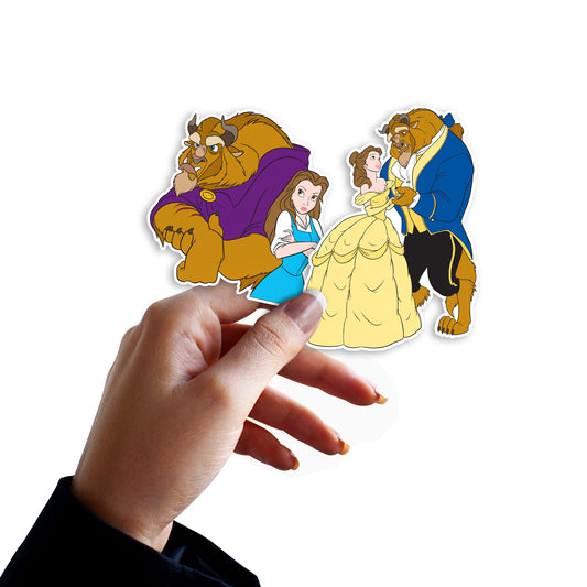 Sheet of 4 -Beauty and the Beast:  Belle & Beast Minis        - Officially Licensed Disney Removable Wall   Adhesive Decal