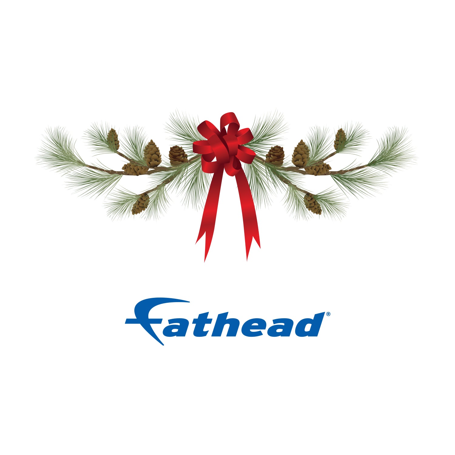 Christmas: Ribbon with Pinecones Icon - Removable Adhesive Decal – Fathead