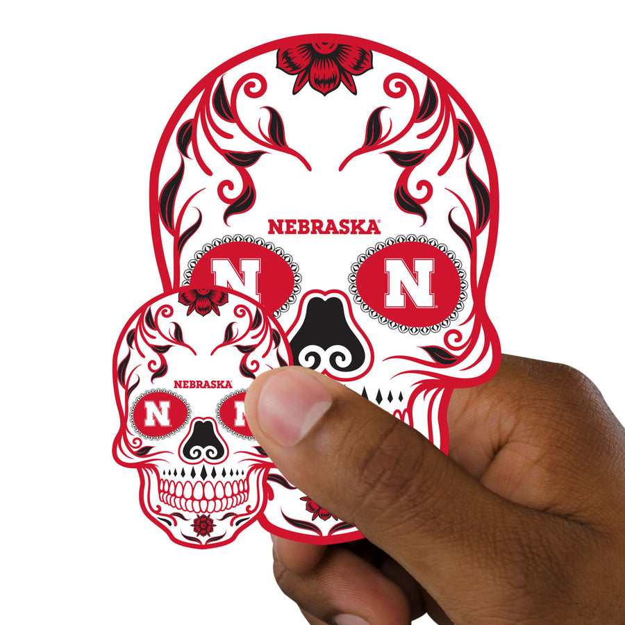 Nebraska Cornhuskers - 5 Sugar Skull Logo Minis (Mixed Sizes) - Official NCAA - Reusable Vinyl Decals