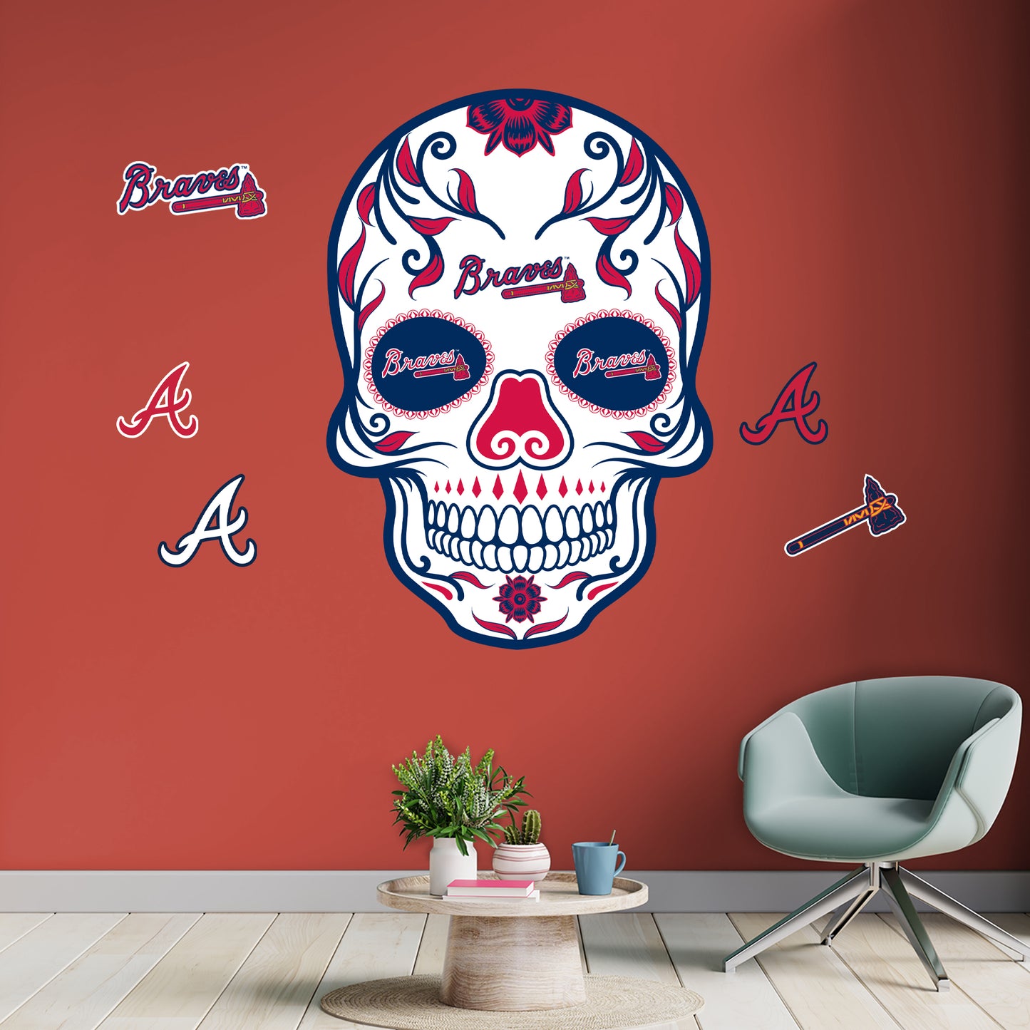 Atlanta Braves: Skull - Officially Licensed MLB Removable Adhesive Decal