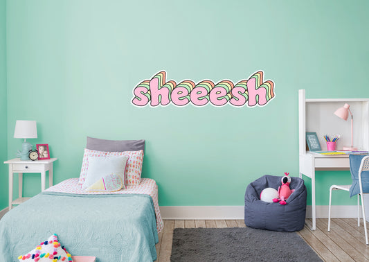 Sheeesh Pink 3D Lettering        - Officially Licensed Big Moods Removable     Adhesive Decal