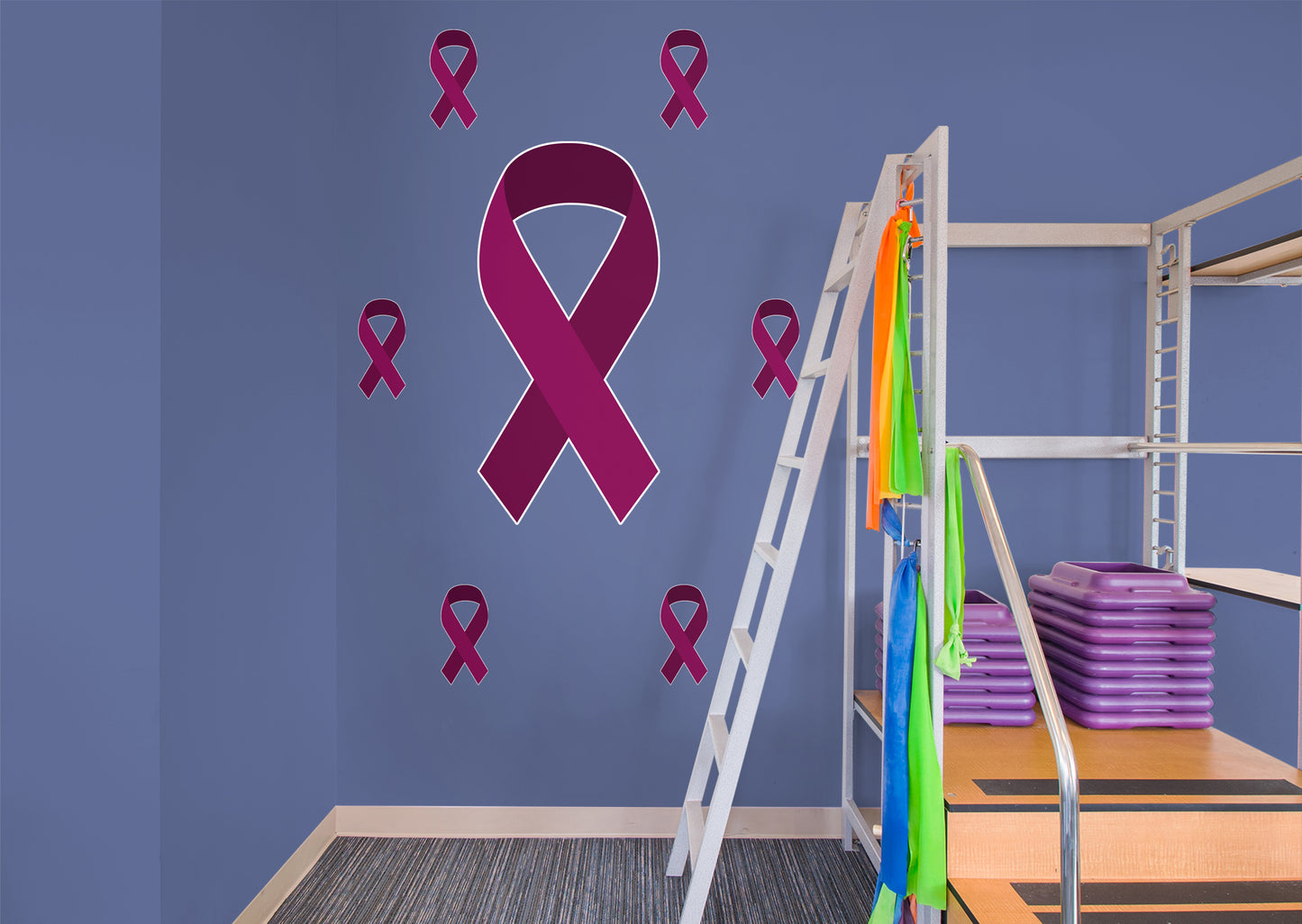 Giant Myeloma Cancer Ribbon  + 6 Decals (24"W x 51"H)