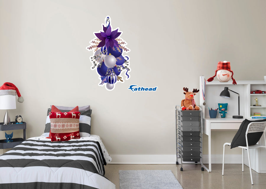 Christmas: Vertical Purple Flower Icon - Removable Adhesive Decal